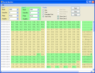 Text & Hex formatted display